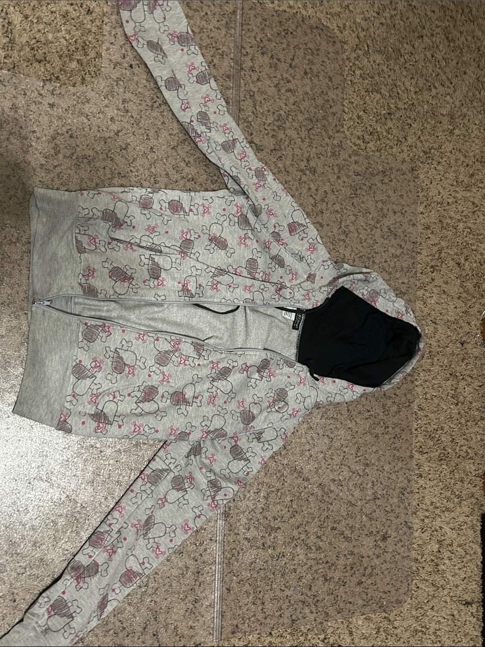 Self Esteem Light Gray Hoodie Jacket with Pink Accents